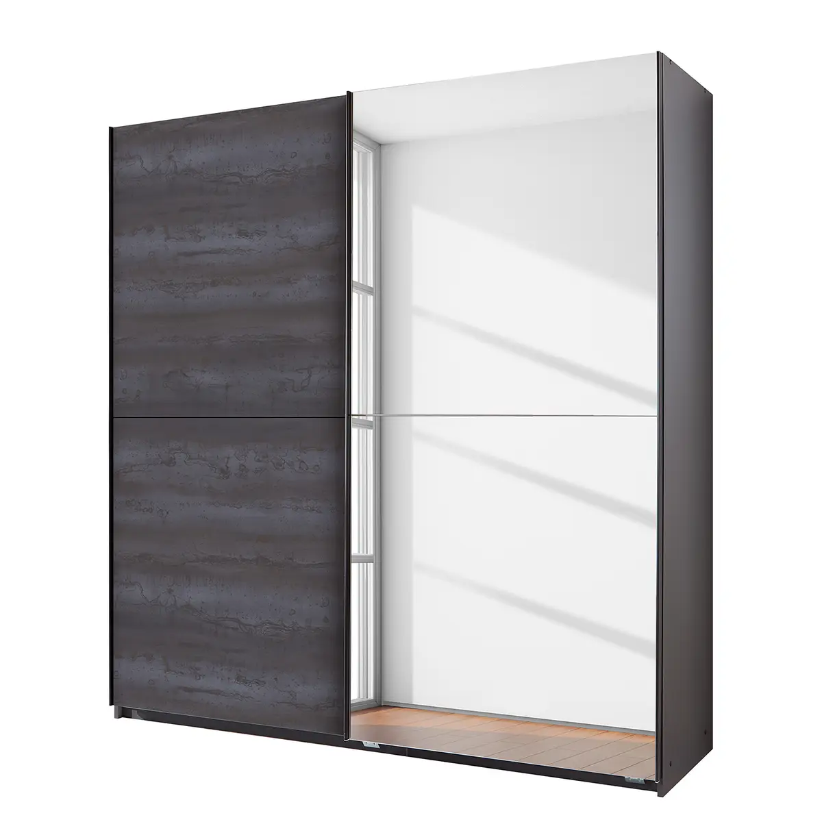 Schwebetürenschrank 135cm Schwarz | Schwarz