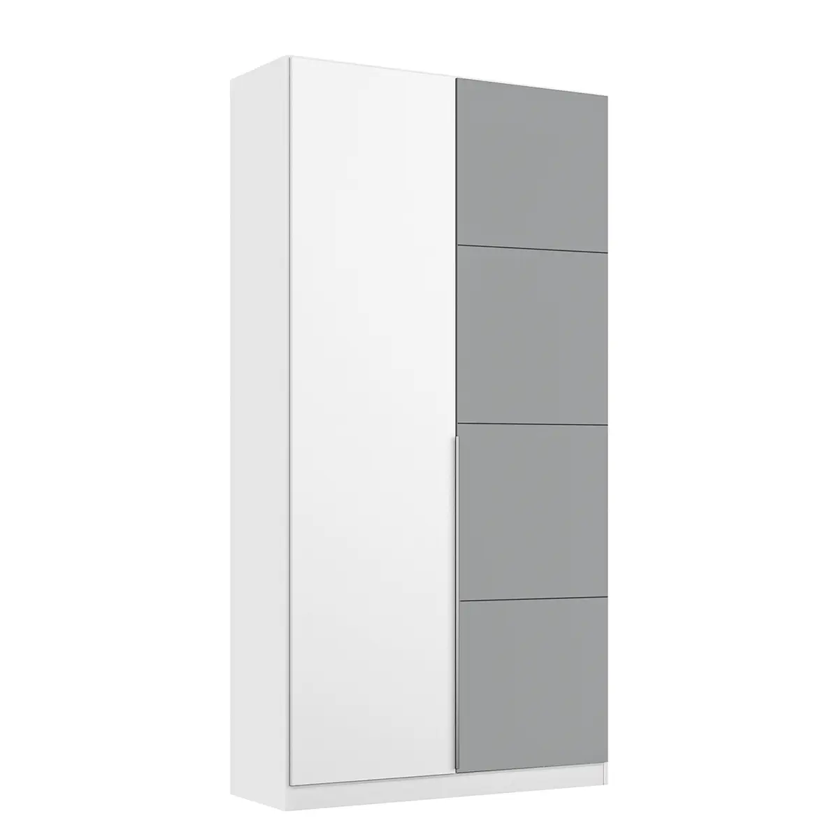 Drehtürenschrank 91cm Weiß/Alpinweiß/Grau | Weiß