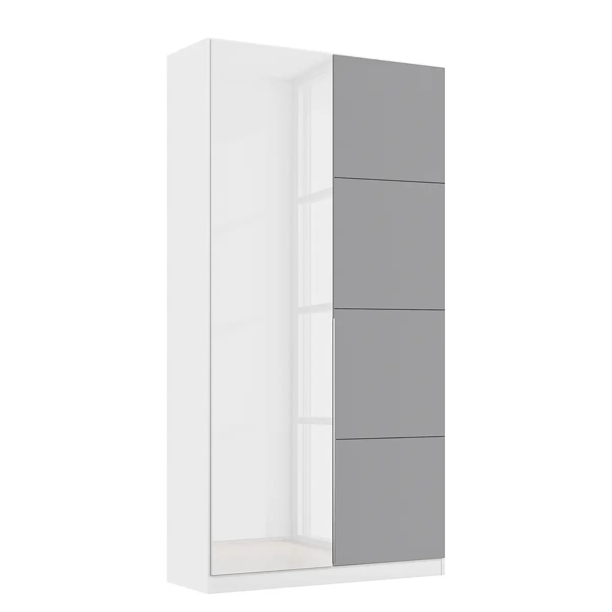 Drehtürenschrank 91cm Weiß/Graphit/Glas Weiß | Weiß