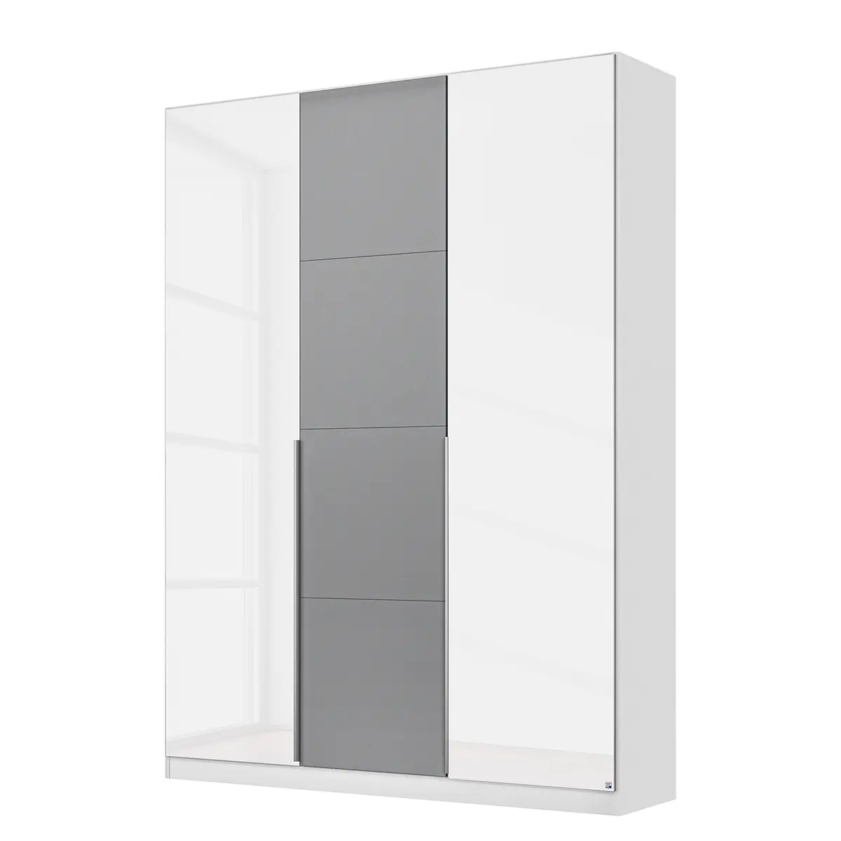 Drehtürenschrank 136cm Weiß/Graphit/Glas Weiß | Weiß