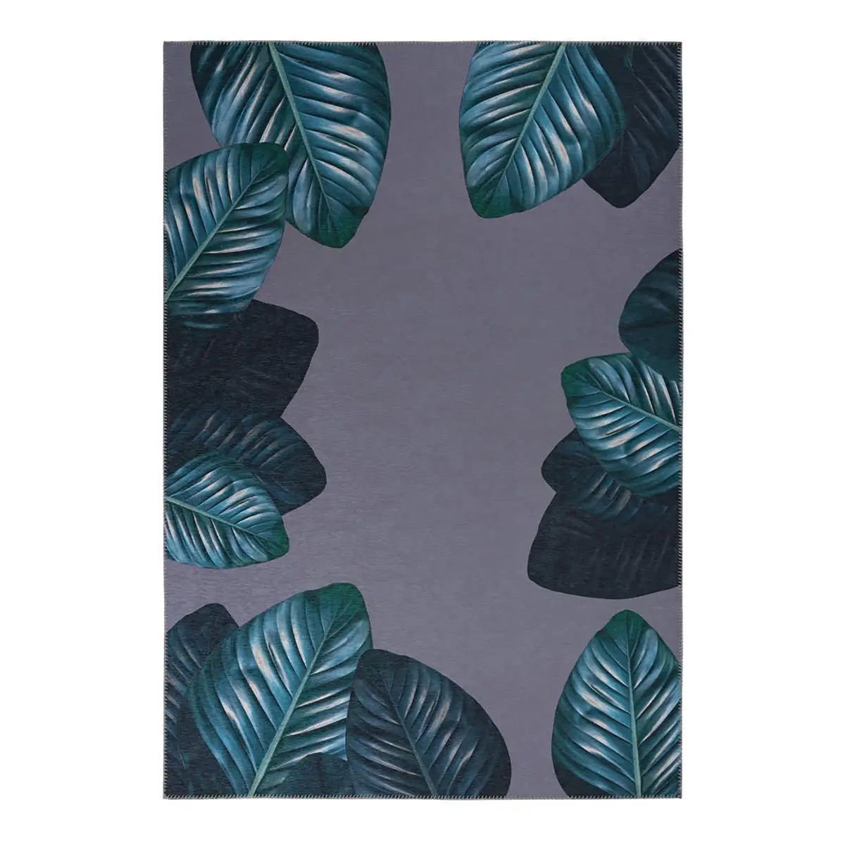 Kurzflorteppich Tropical Schwarz/Grün 130 x 190cm | Mehrfarbig
