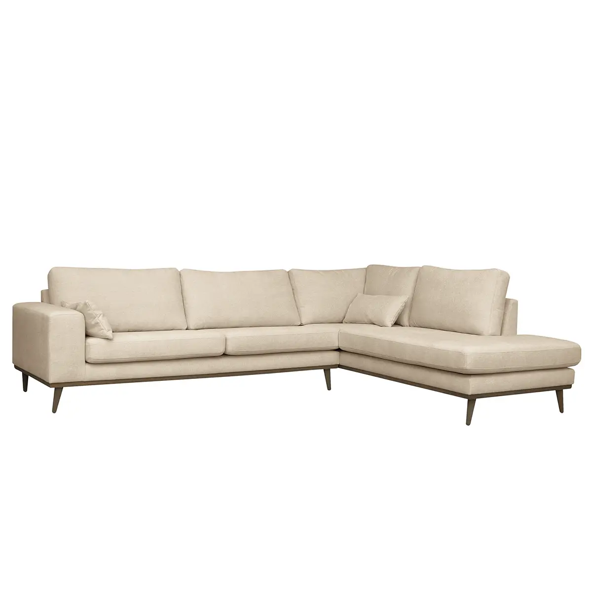 Ecksofa mit Ottomane Beige/Creme Strukturstoff Talta | Beige