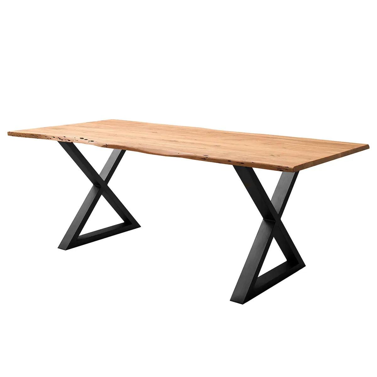 Massiver Baumkanten-Esstisch 200 x 100cm Braun/Akazie Braun