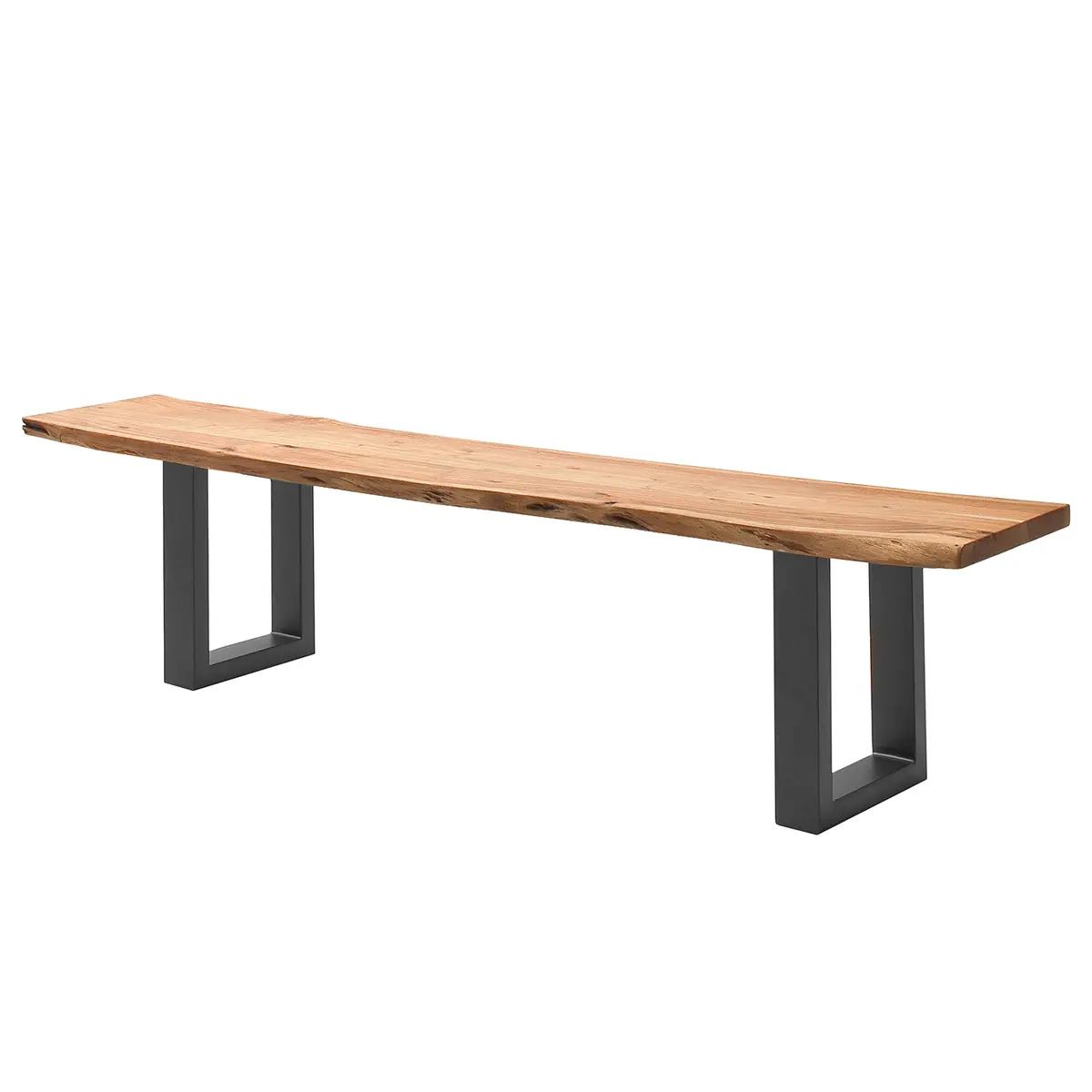 Massive Baumkanten-Sitzbank 140cm Braun/Akazie Braun U-Form