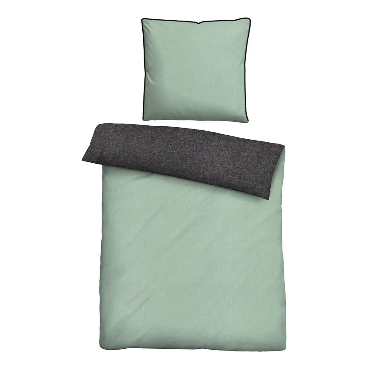 Melange-Flanell Bettwäsche Set | Grün
