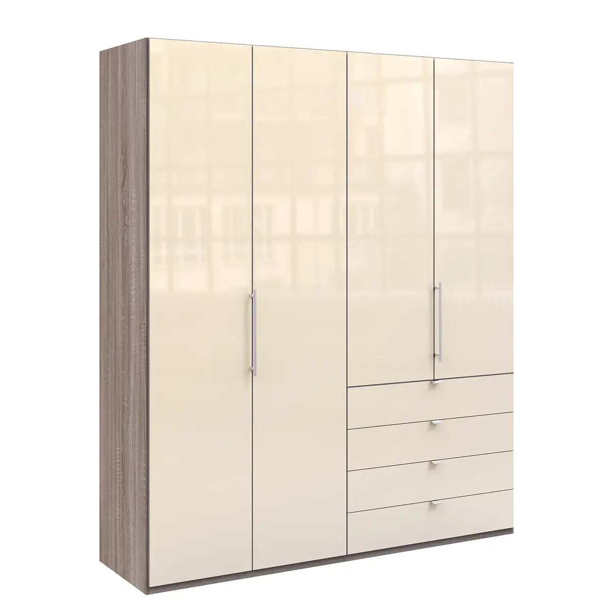Falttürenschrank I 236cm Schublade rechts Braun/Grau/Trüffeleiche