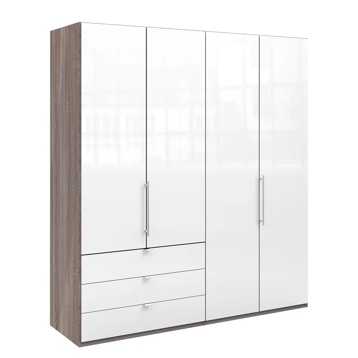 Falttürenschrank I 216cm Schublade links | Holztöne