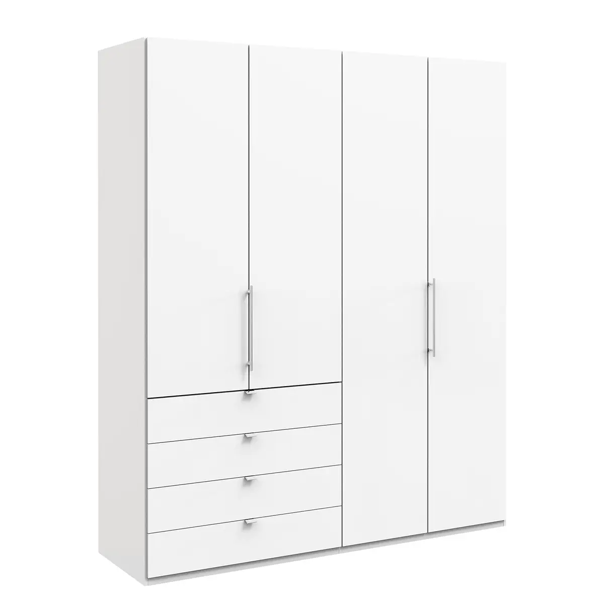 Falttürenschrank I 236cm Schublade links Weiß/Weiß | Weiß