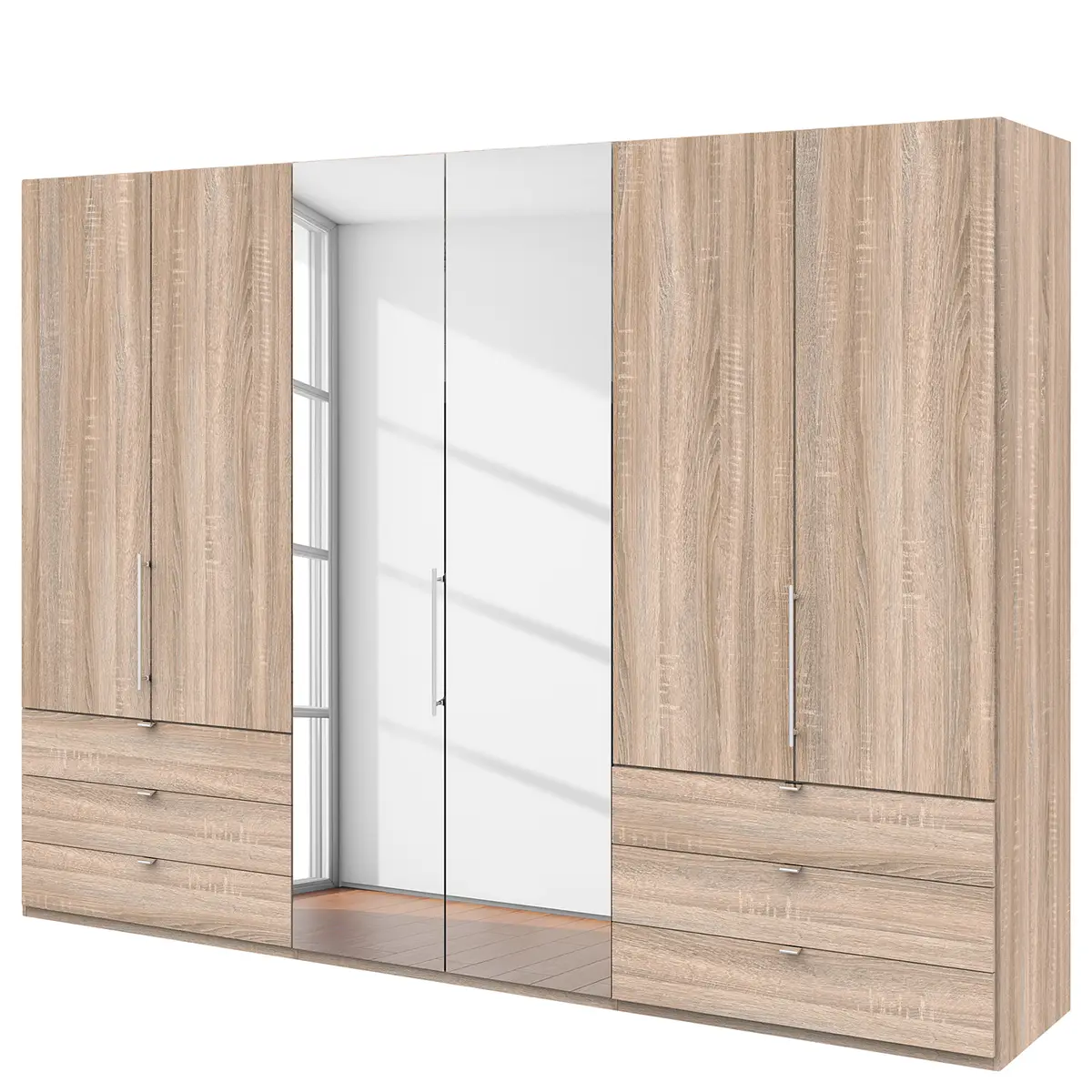 Falttürenschrank V 216cm Braun/Eiche Sägerau Dekor | Holztöne