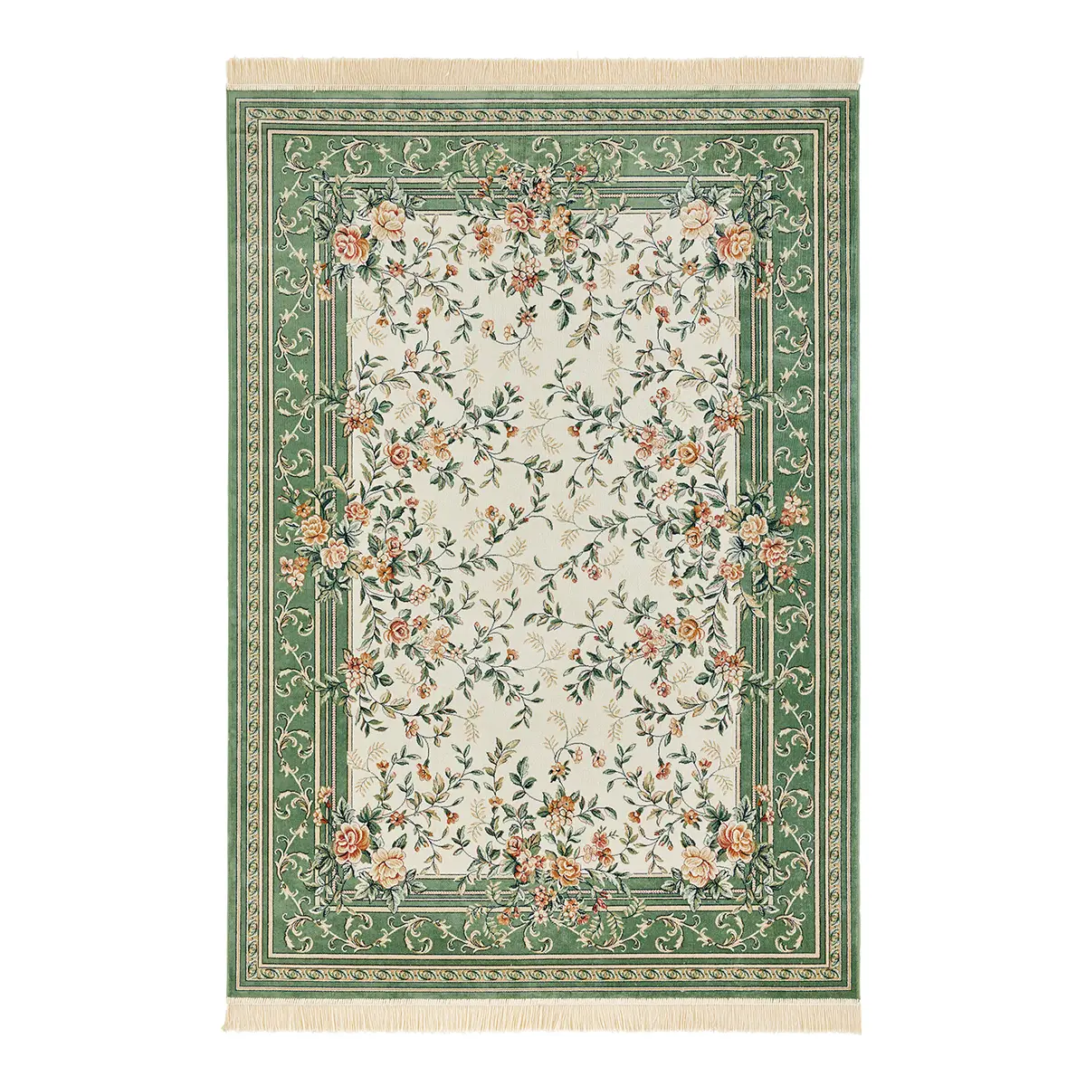 Kurzflorteppich Antik Flowers Grün/Grün 195 x 300cm | Grün