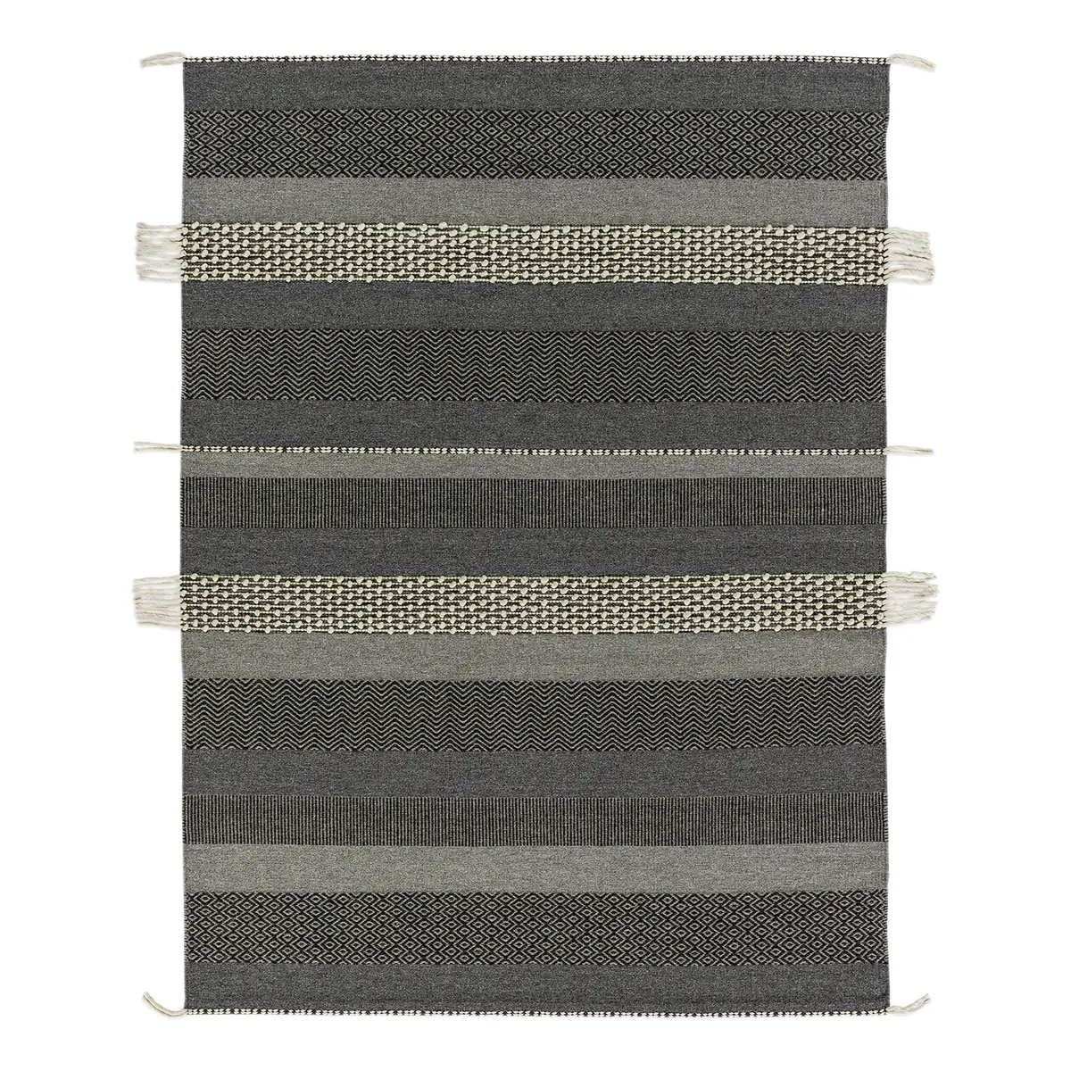 Teppich Botana III Grau/Dunkelgrau 170 x 240cm Wolle | Grau