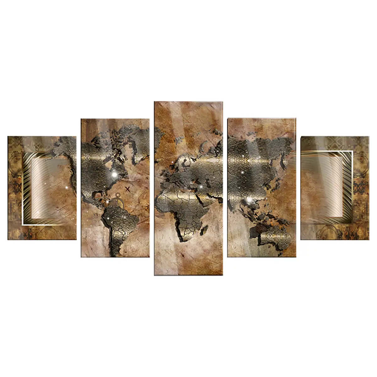 Acrylglasbild Steel Map Acrylglas Gold 100 x 50cm | Gold