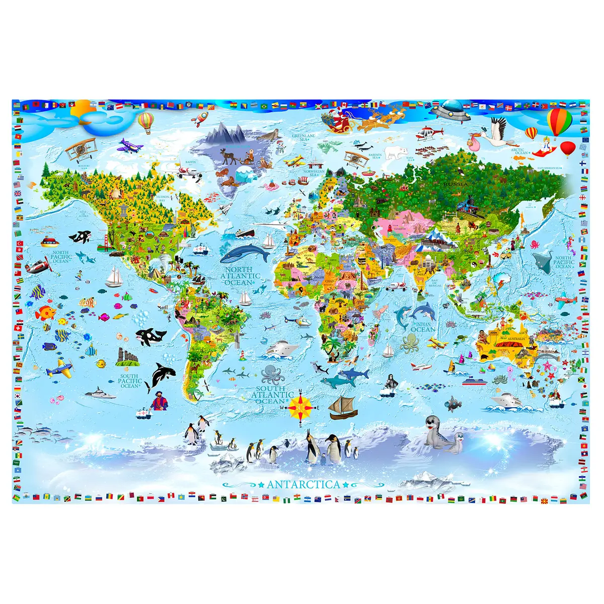 Vlies Fototapete World Map for Kids | Mehrfarbig