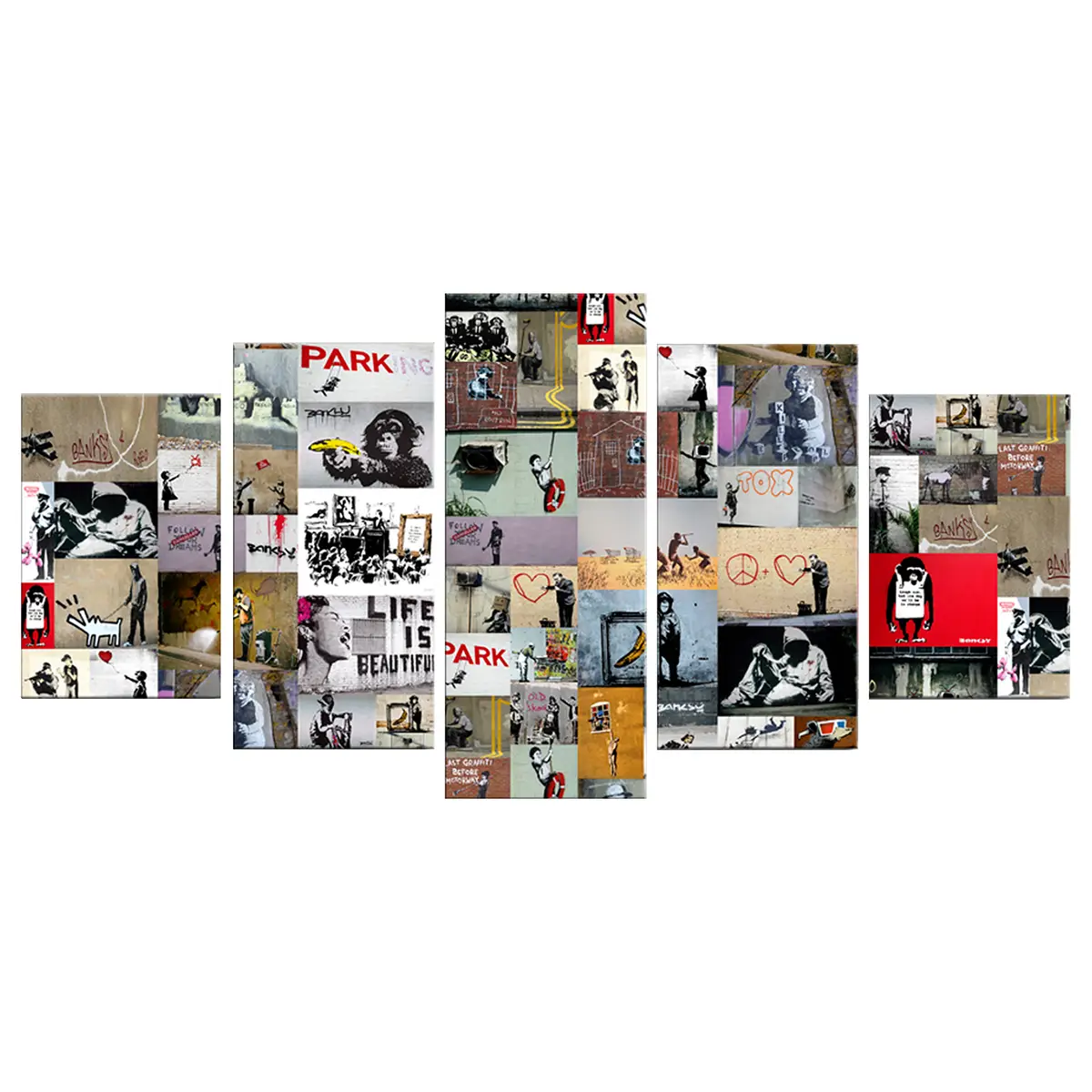 Wandbild Art of Collage Bansky IV | Mehrfarbig