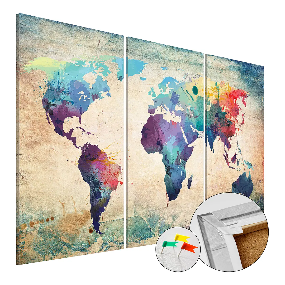 Korkbild Rainbow Map | Mehrfarbig