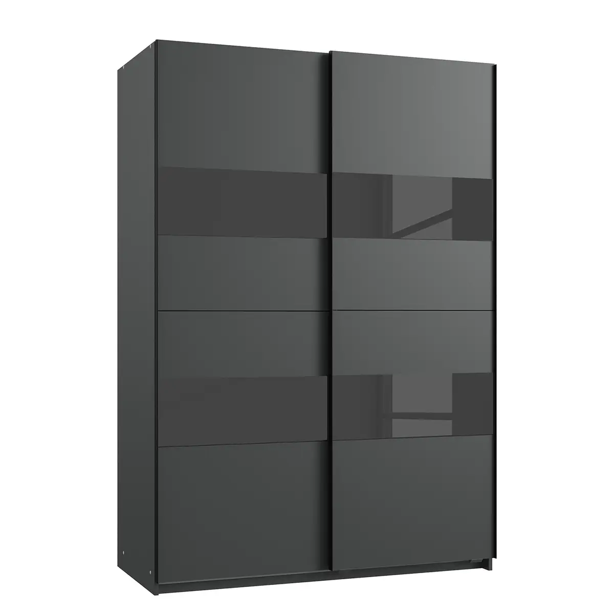 Schwebetürenschrank Altona I 135cm Schwarz/Graphit/Glas Schwarz