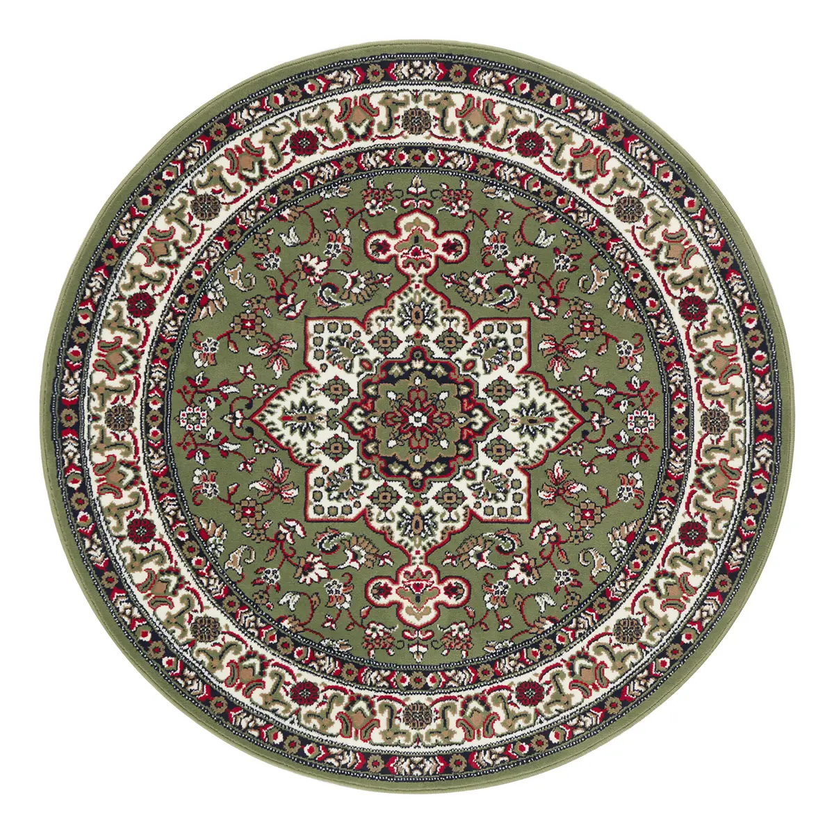 Kurzflorteppich Parun Täbriz II Grün/Grün Ø 160cm | Grün