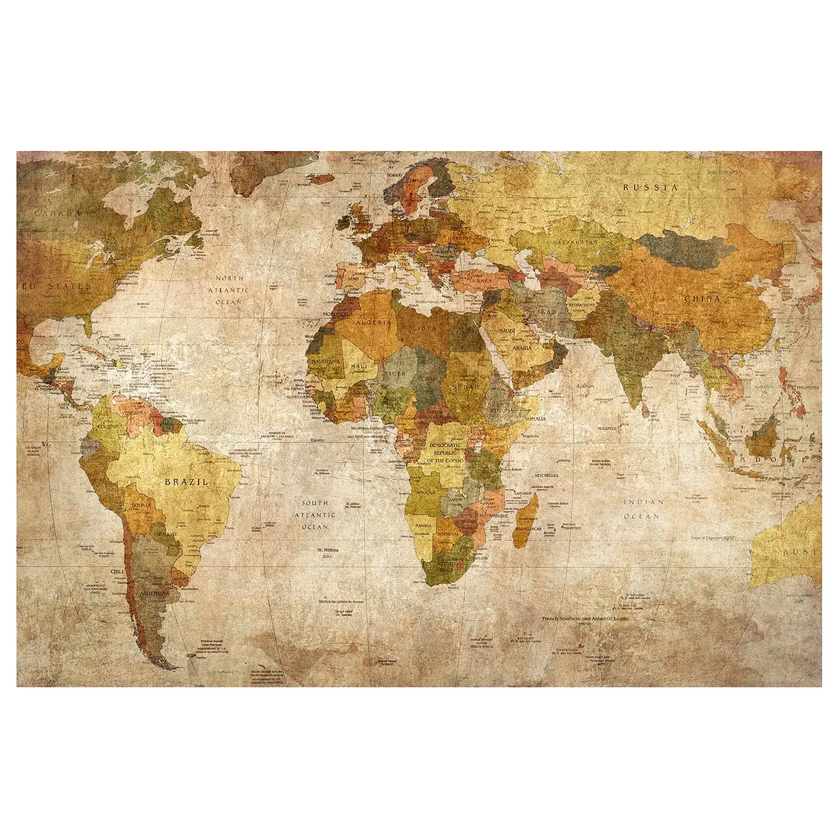 Magnettafel Weltkarte | Braun