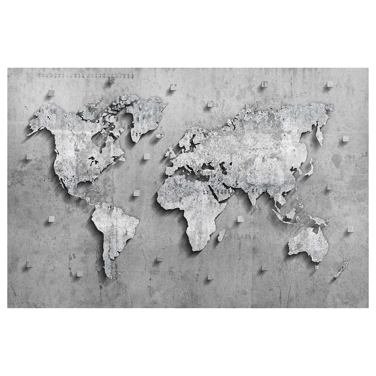 Magnettafel Beton Weltkarte | Grau