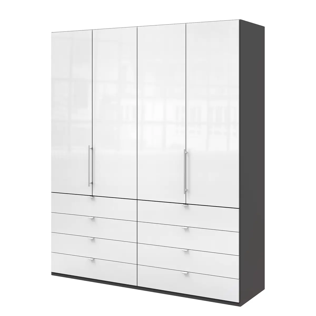 Falttürenschrank II 200 x 236cm Braun/Havanna/Glas Weiß | Braun