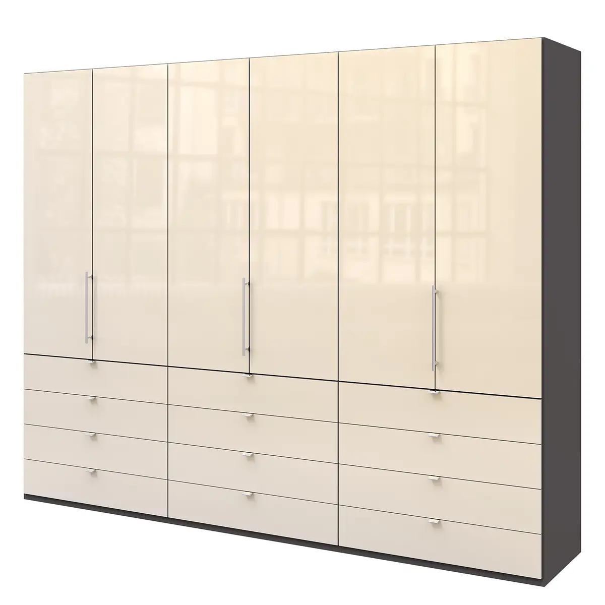 Falttürenschrank II 300 x 236cm Braun/Havanna/Glas Magnolie | Braun