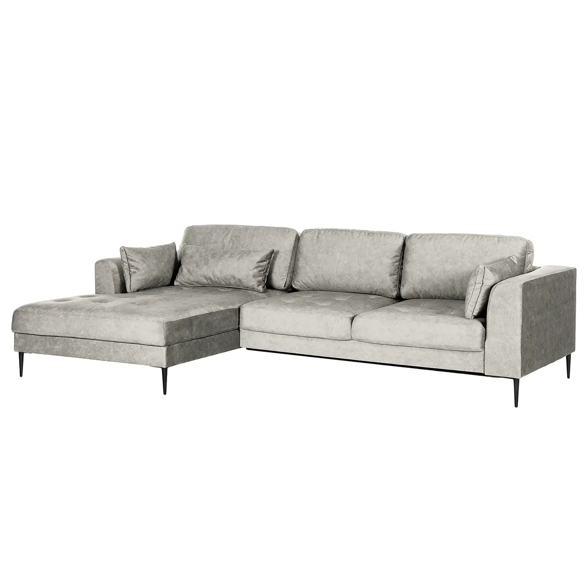 Ecksofa mit Longchair Grau/Hellgrau Microfaser Cori | Grau