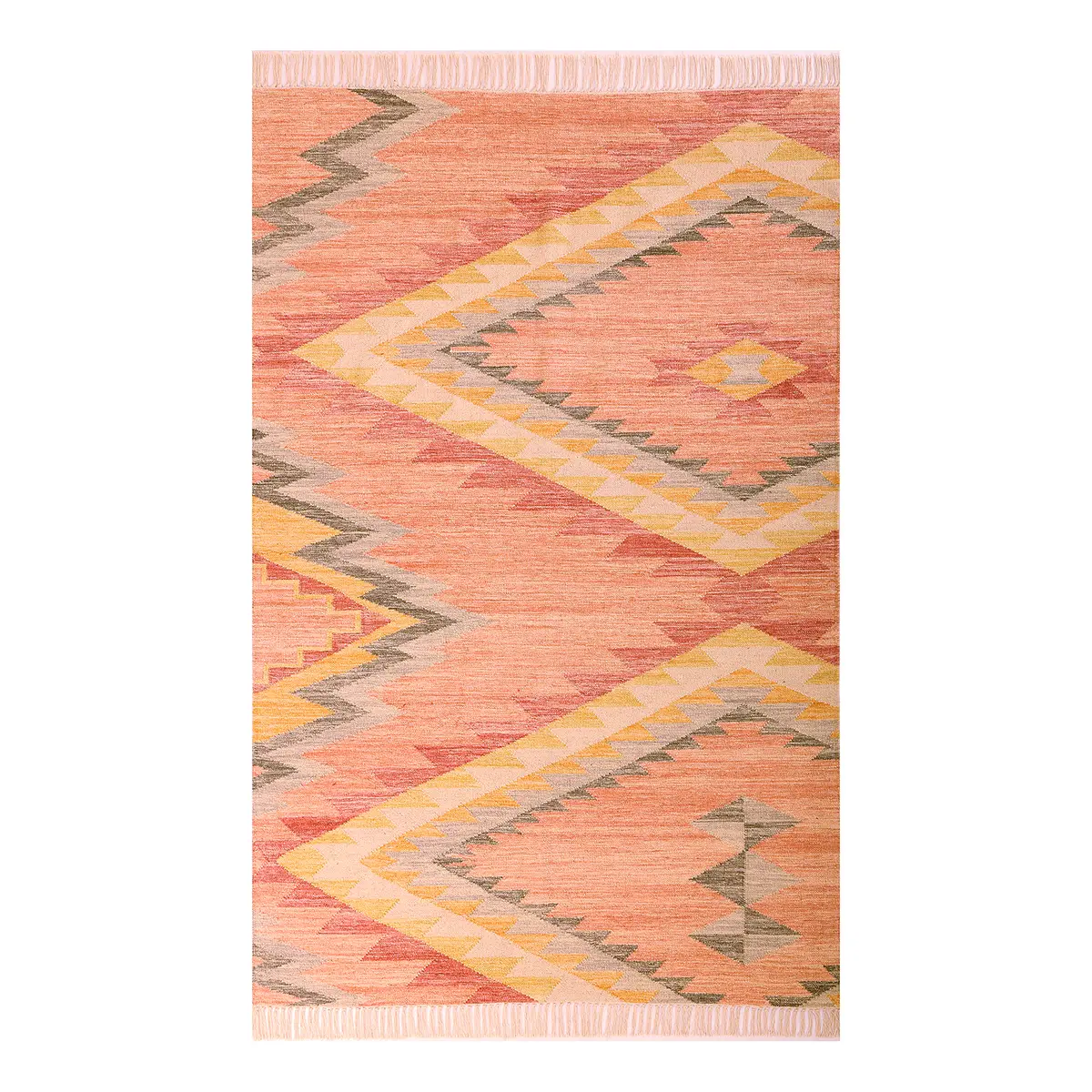 Wollteppich Vintage Zigzag Orange 140 x 200cm | Orange