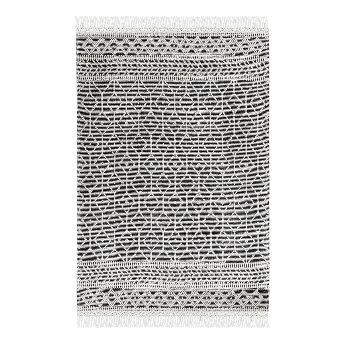 Wollteppich Colored Macrame Two | Grau