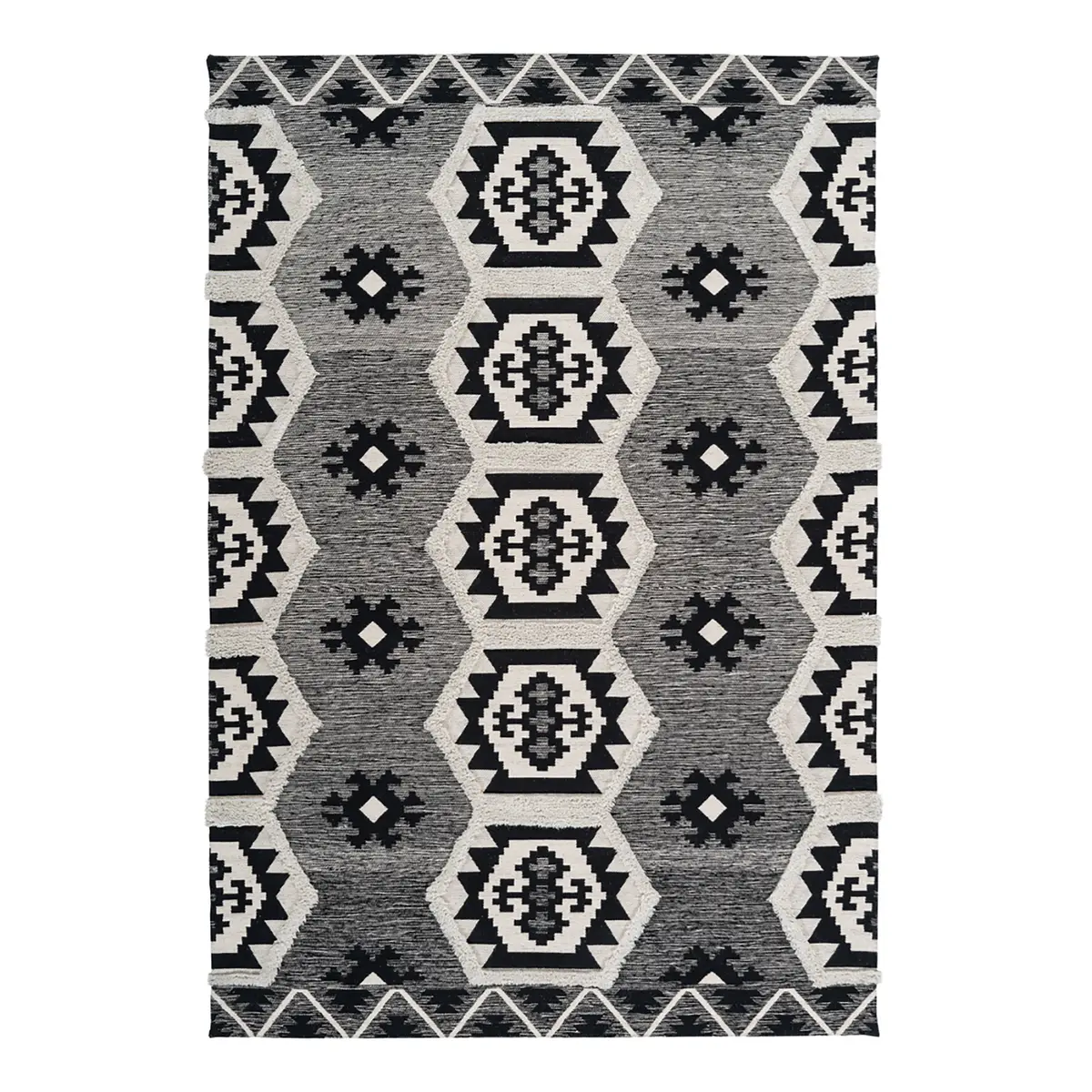 Kurzflorteppich Ethnie 300 Grau 200 x 290cm | Grau