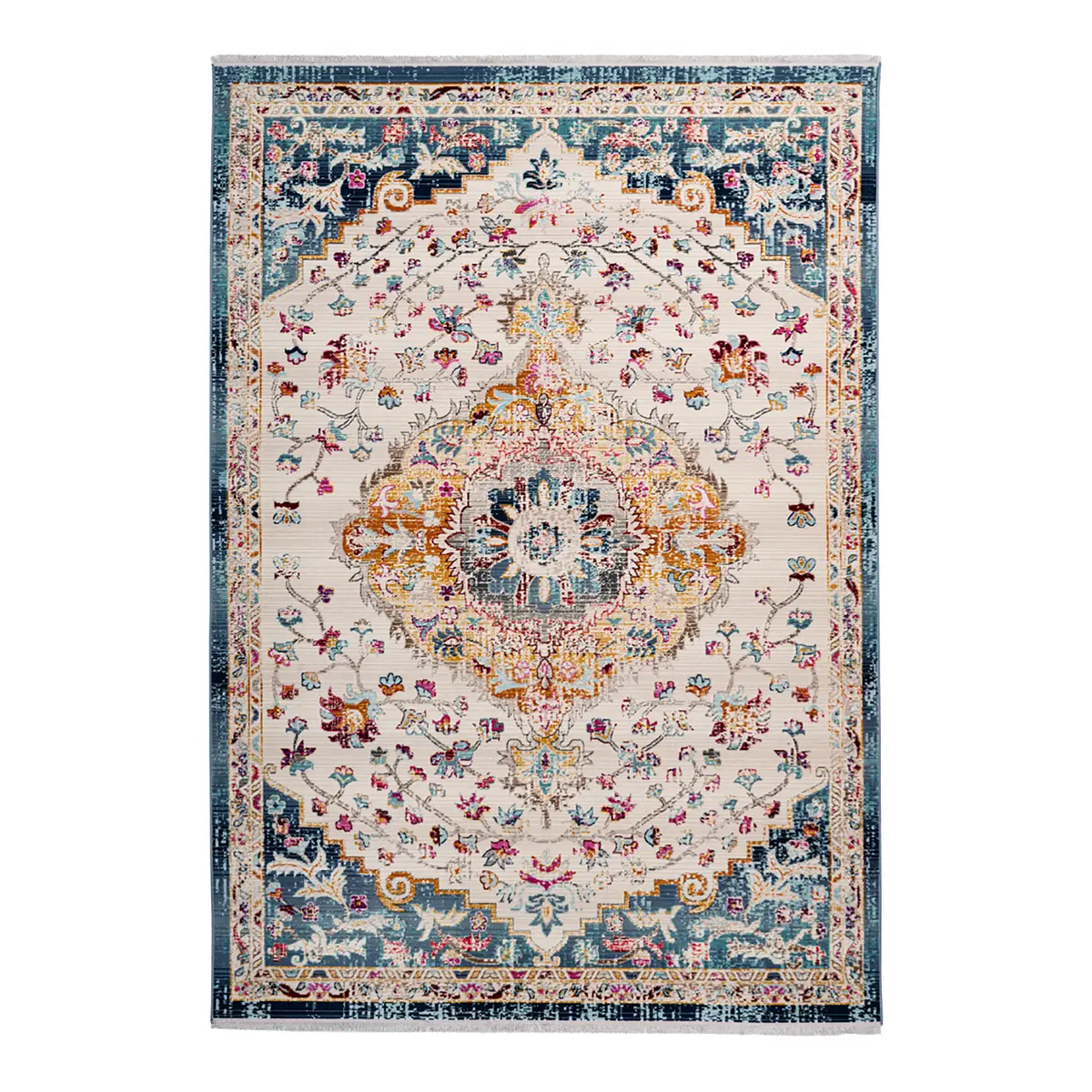 Kurzflorteppich Anouk 1025 Blau/Weiß 120 x 170cm Webstoff