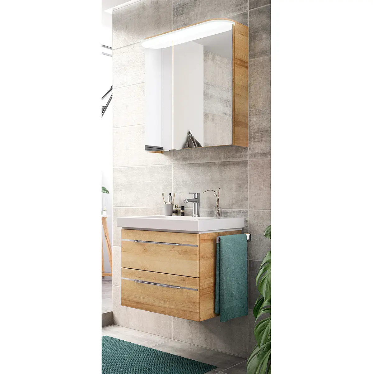 Badezimmerset Balto I 2-teilig 70cm Braun/Eiche Riviera Dekor