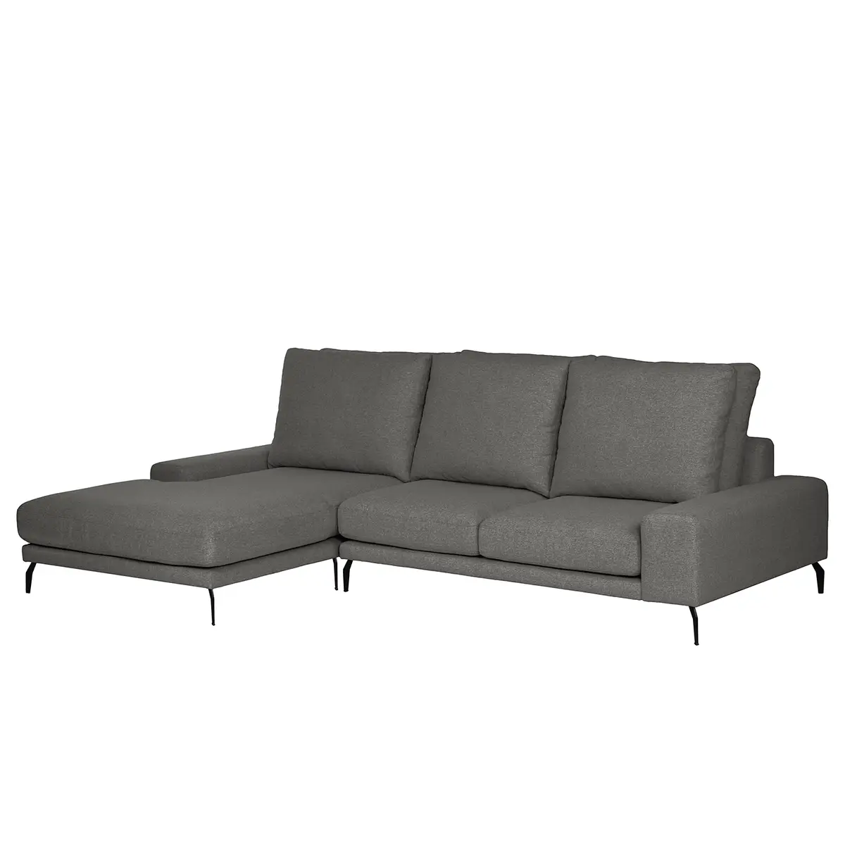 Ecksofa mit Longchair Grau/Anthrazit Webstoff Sogol | Grau