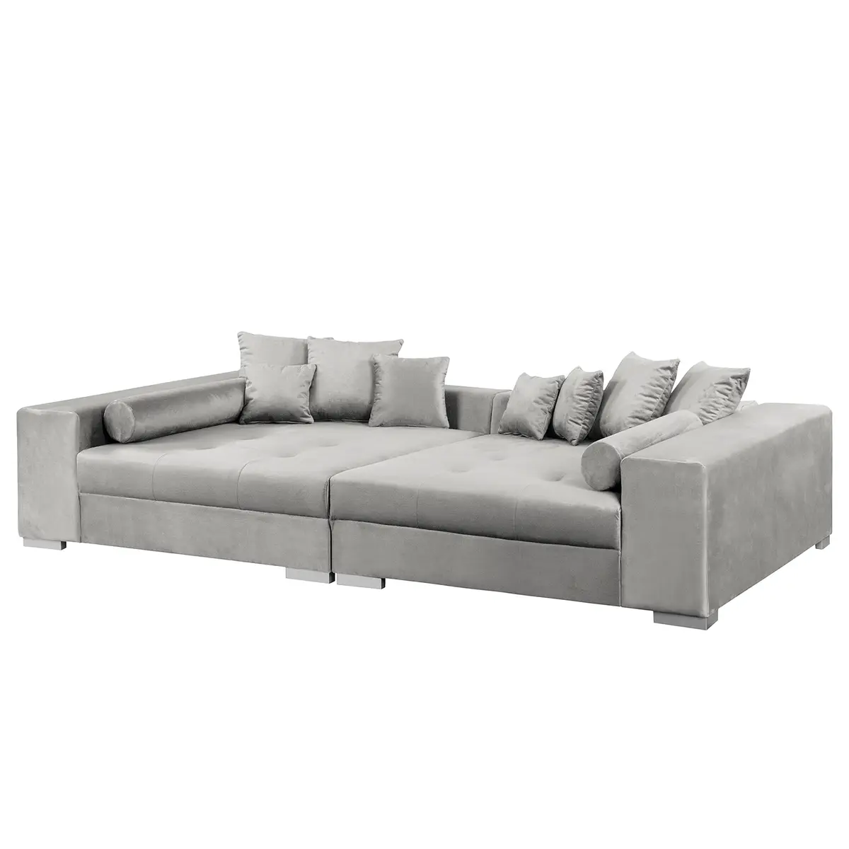 Big-Sofa Grau/Hellgrau Samt Onoli | Grau