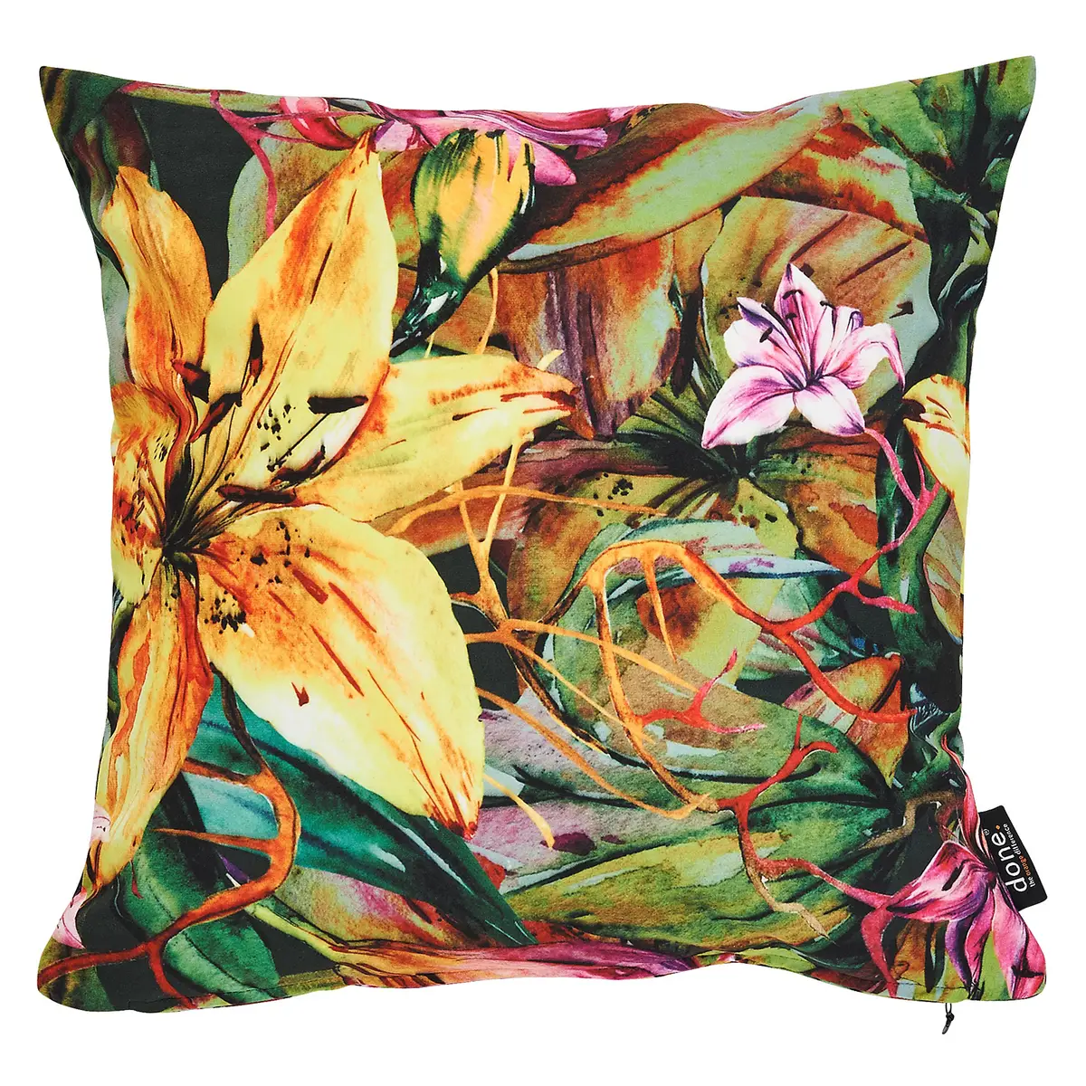 Kissenhülle Velour Yellow Lily | Mehrfarbig