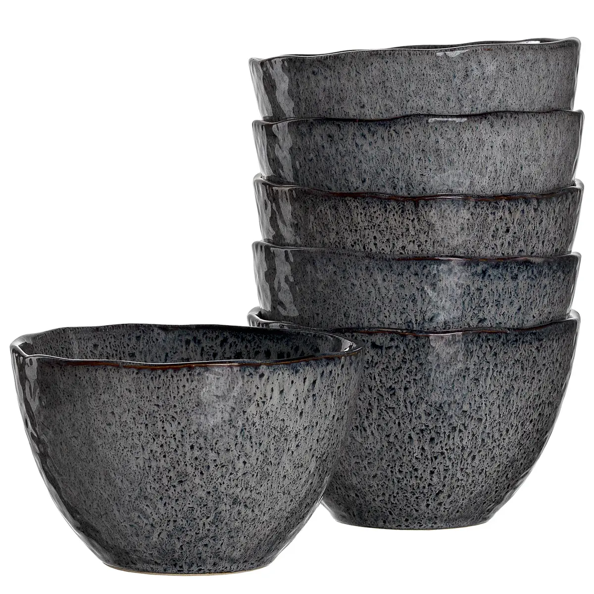 Keramikschale 6er-Set Ø 15cm Schwarz/Anthrazit | Schwarz