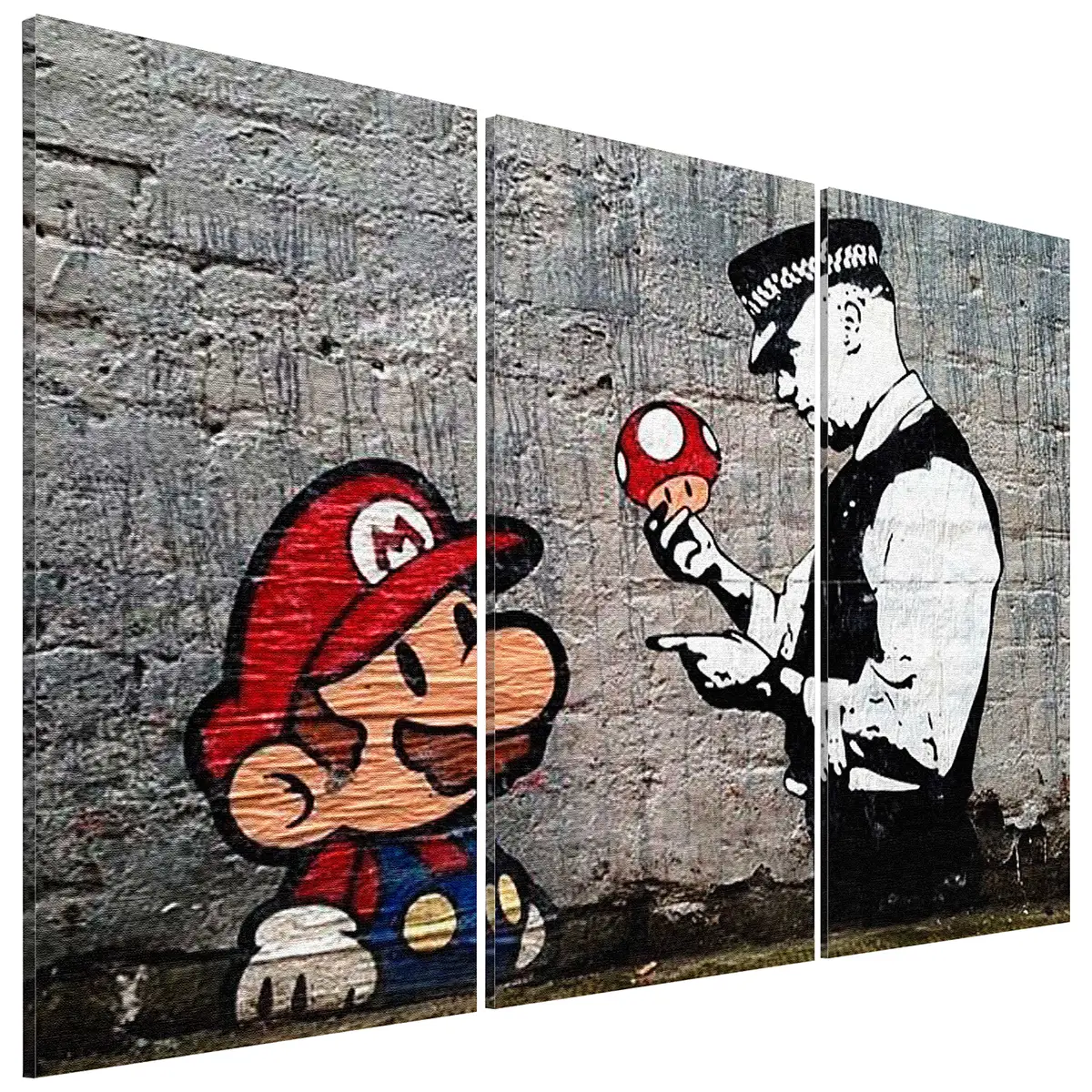 Wandbild Super Mario Mushroom Cop | Grau