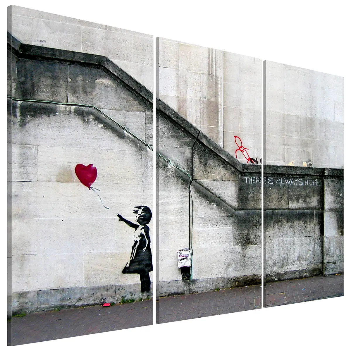 Wandbild Girl With a Balloon | Grau
