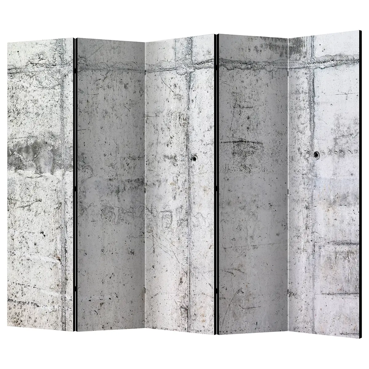Paravent Concrete Wall Fleece Grau 225 x 172cm 5-teilig | Grau