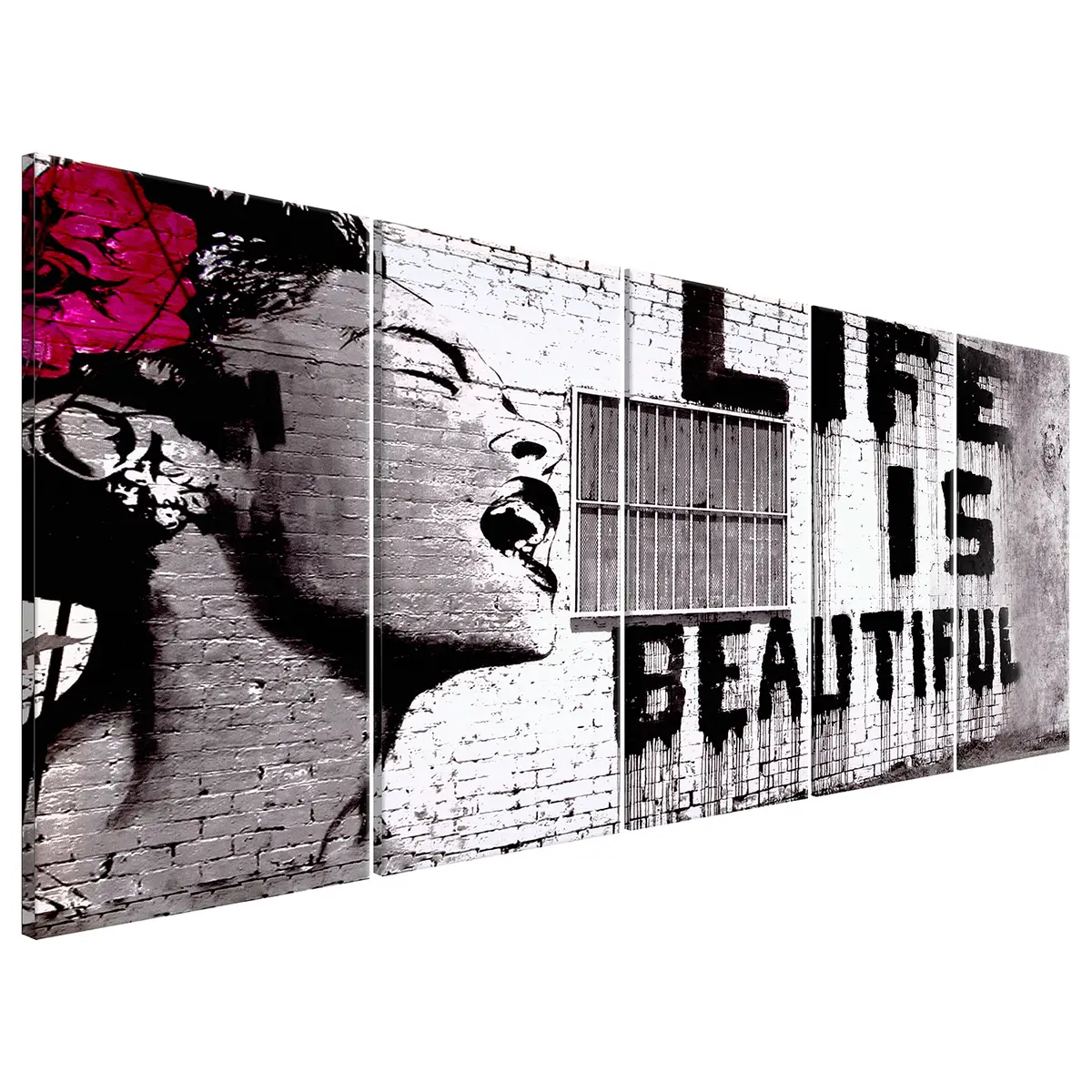Wandbild Life is Beautiful Banksy | Schwarz