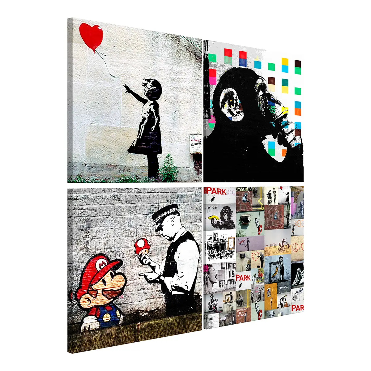 Wandbild Banksy Collage | Mehrfarbig