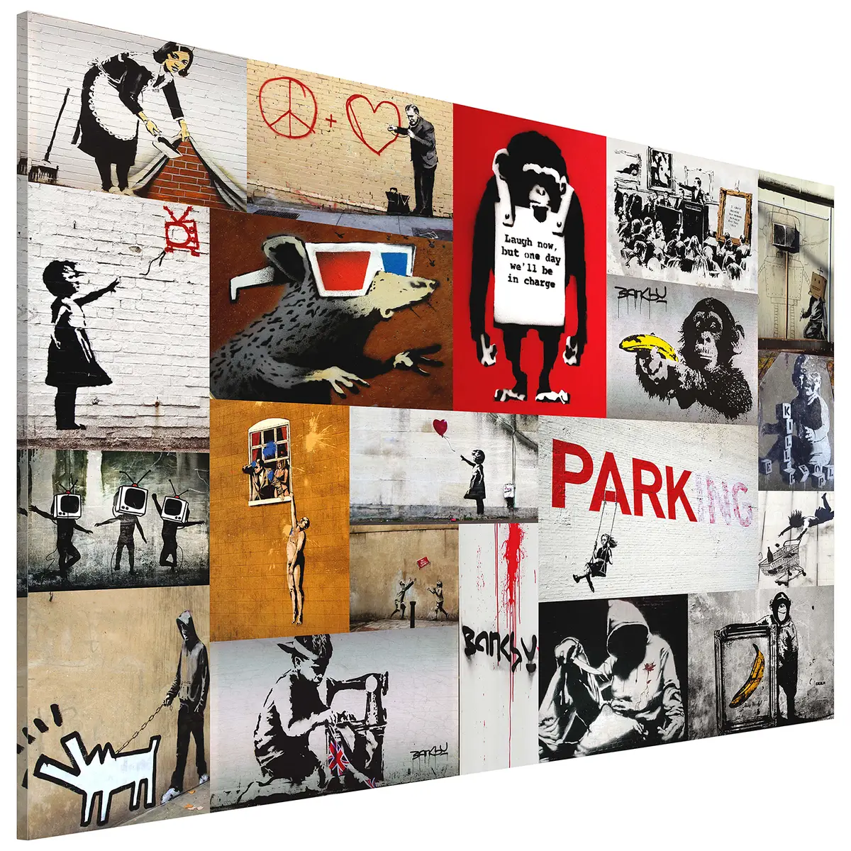 Wandbild Collage Banksy | Mehrfarbig