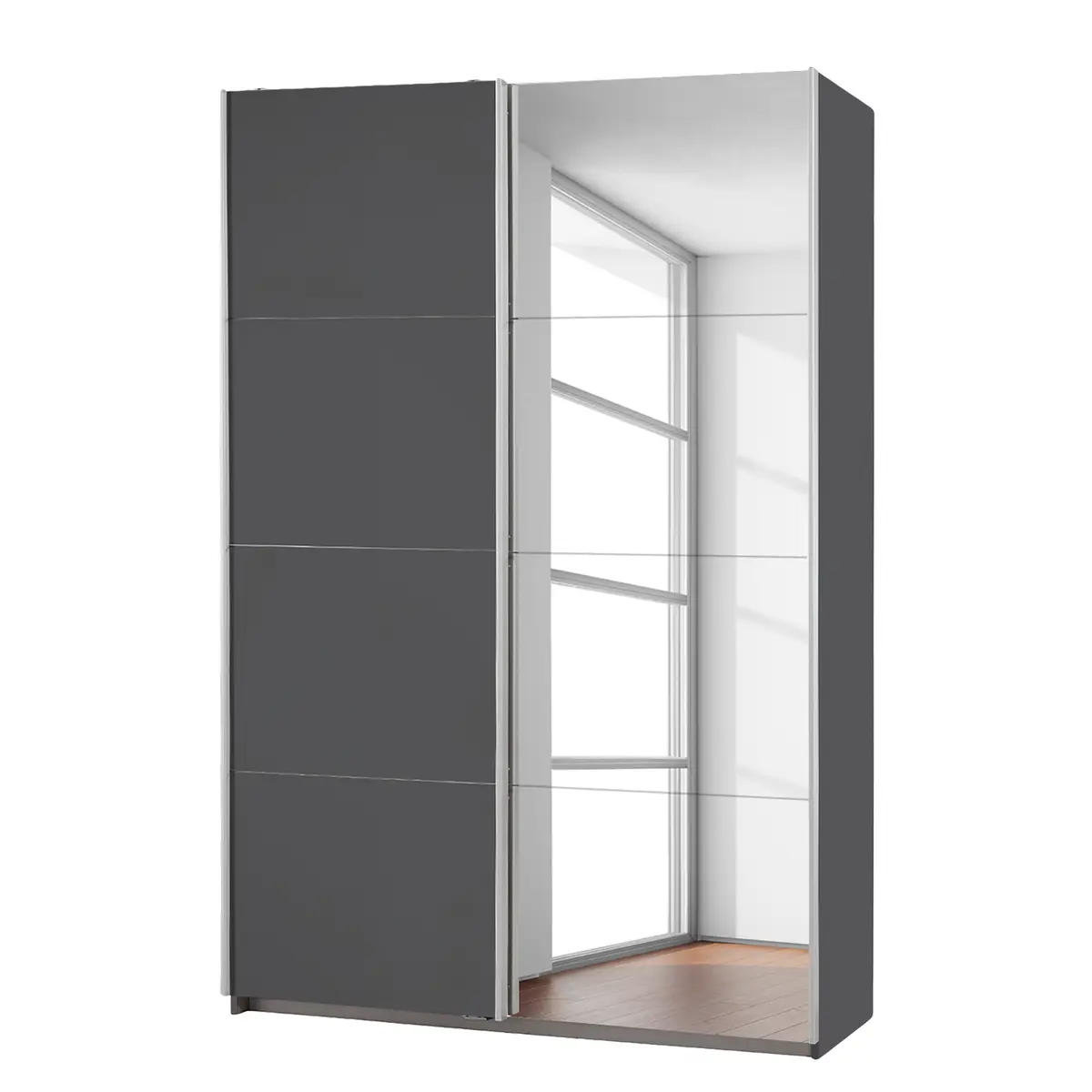 Schwebetürenschrank I 136cm Grau/Graumetallic Basic 1 | Grau