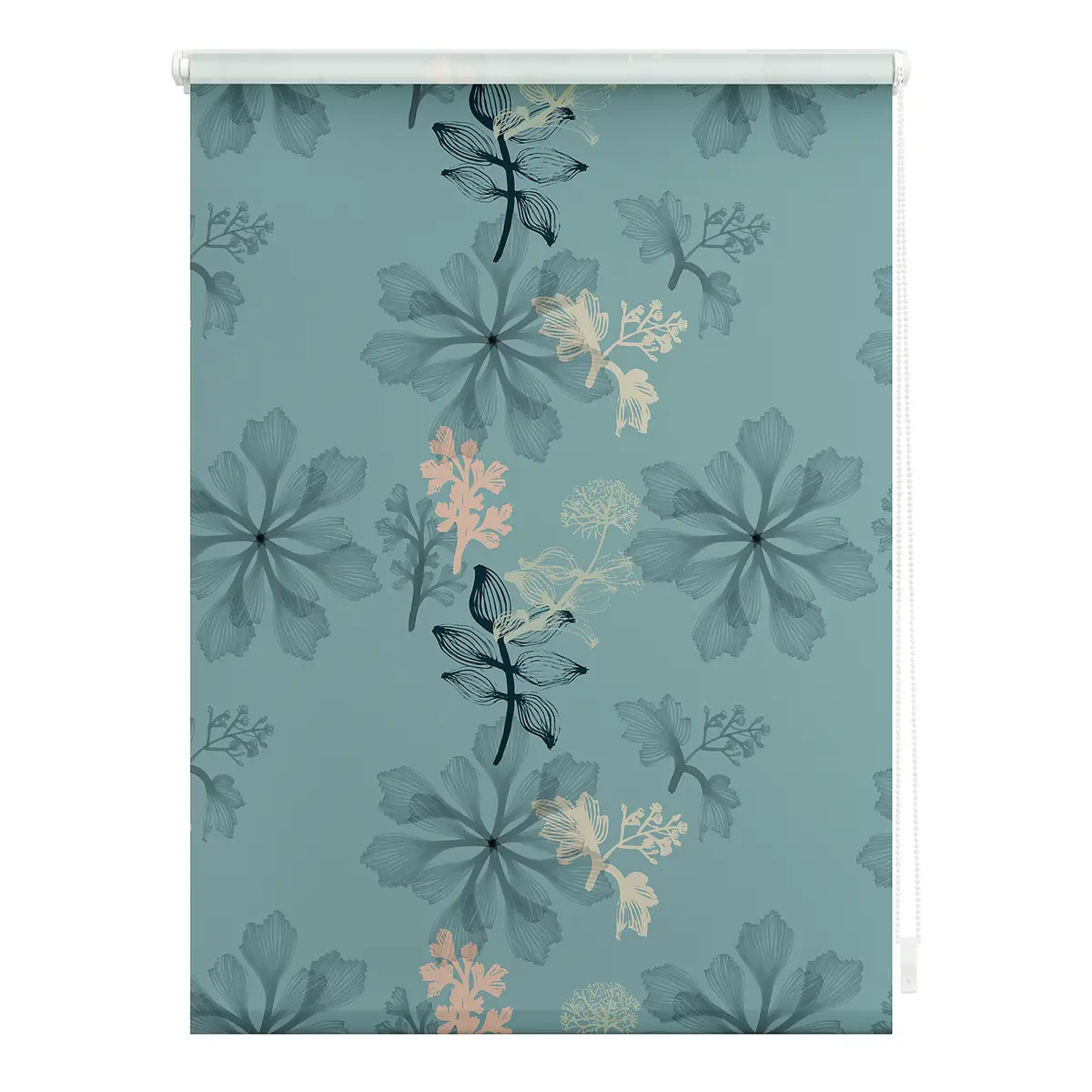 Klemmfix Verdunklungsrollo Aqua Floral | Blau