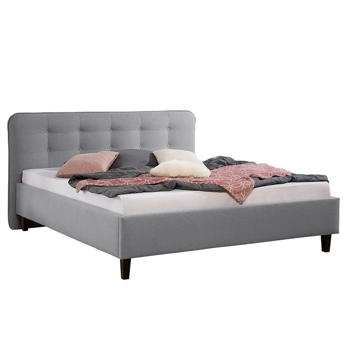Polsterbett Ava 180 x 200cm Strukturstoff Grau | Grau