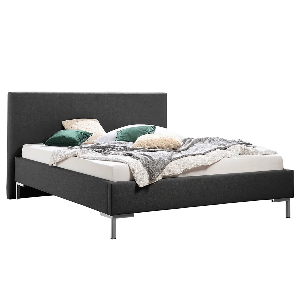Polsterbett Milo 180 x 200cm Strukturstoff Grau/Anthrazit