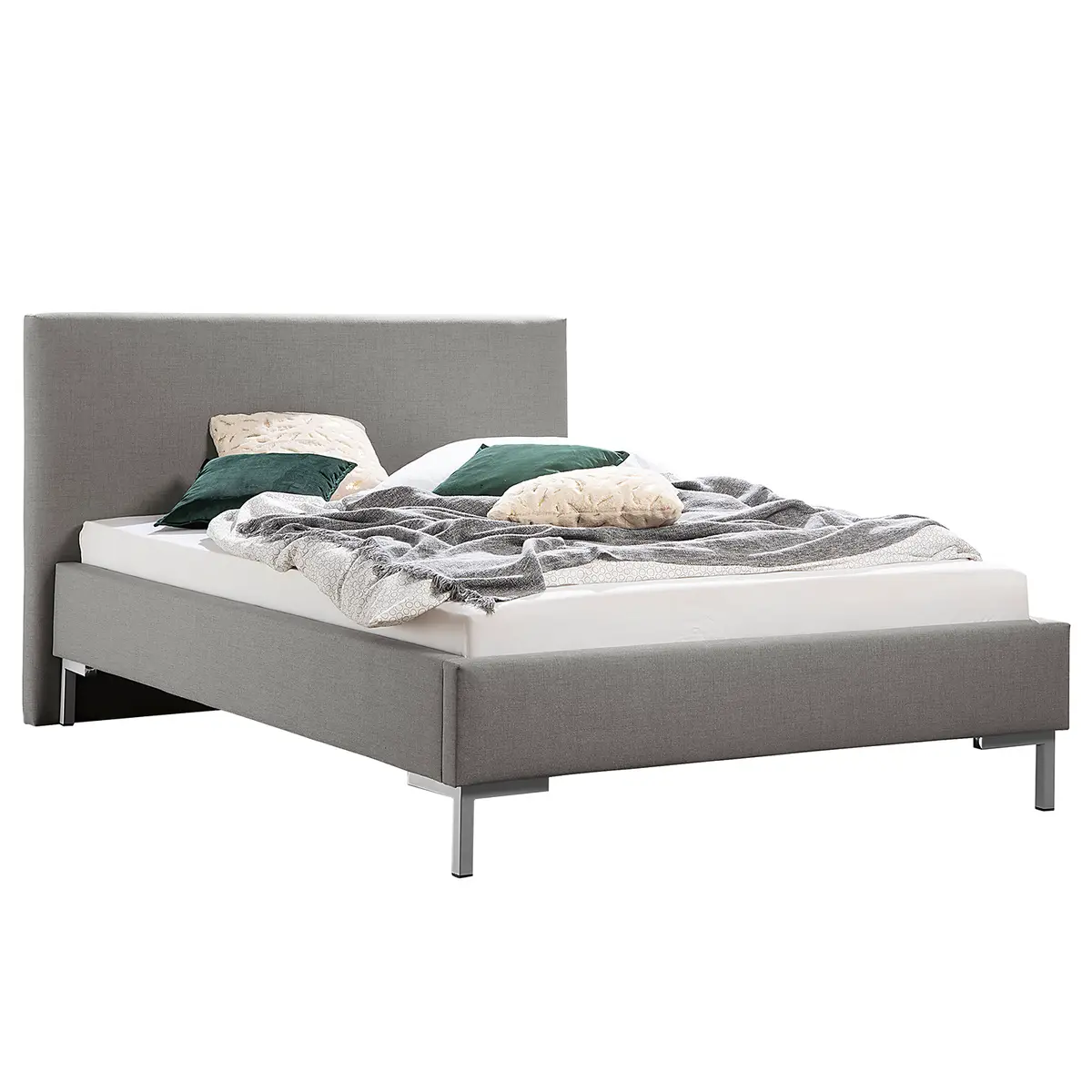 Polsterbett Milo 140 x 200cm Strukturstoff Grau | Grau