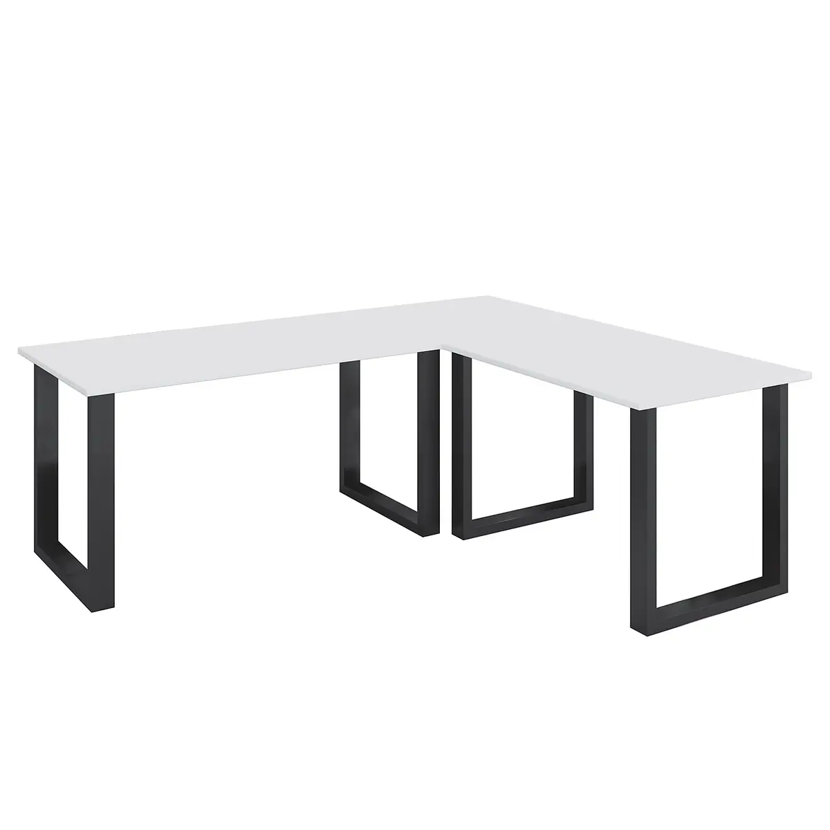 Eckschreibtisch 160 x 130cm Weiß/Weiß U-Form Schwarz | Weiß