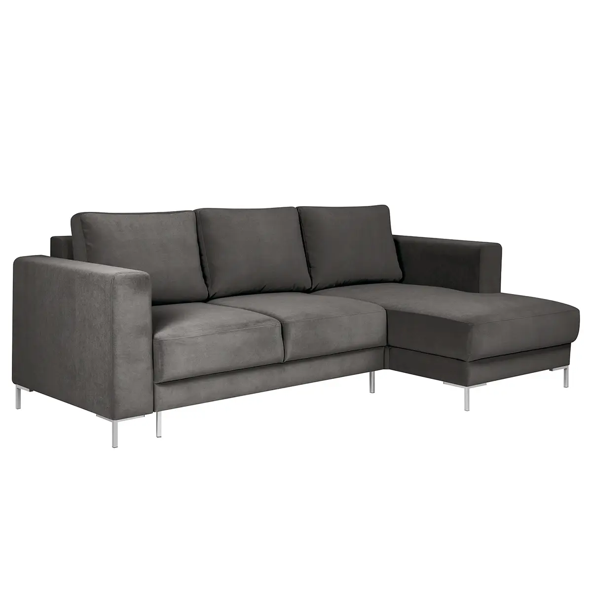 Ecksofa Grau Samt Vaia | Grau