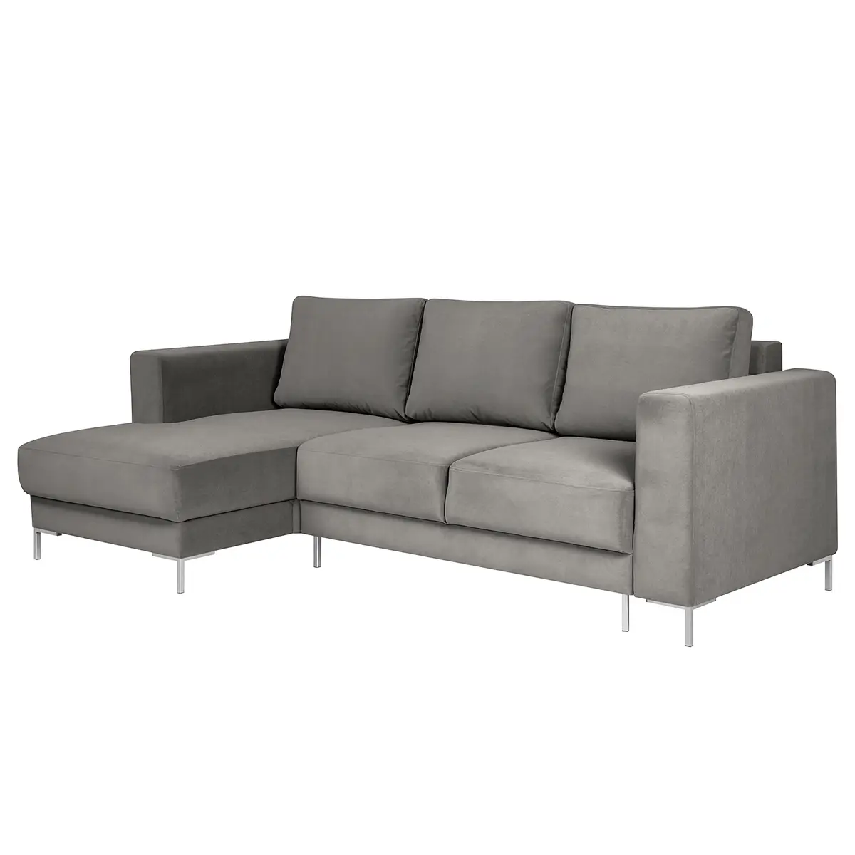 Ecksofa Grau Samt Vaia | Grau