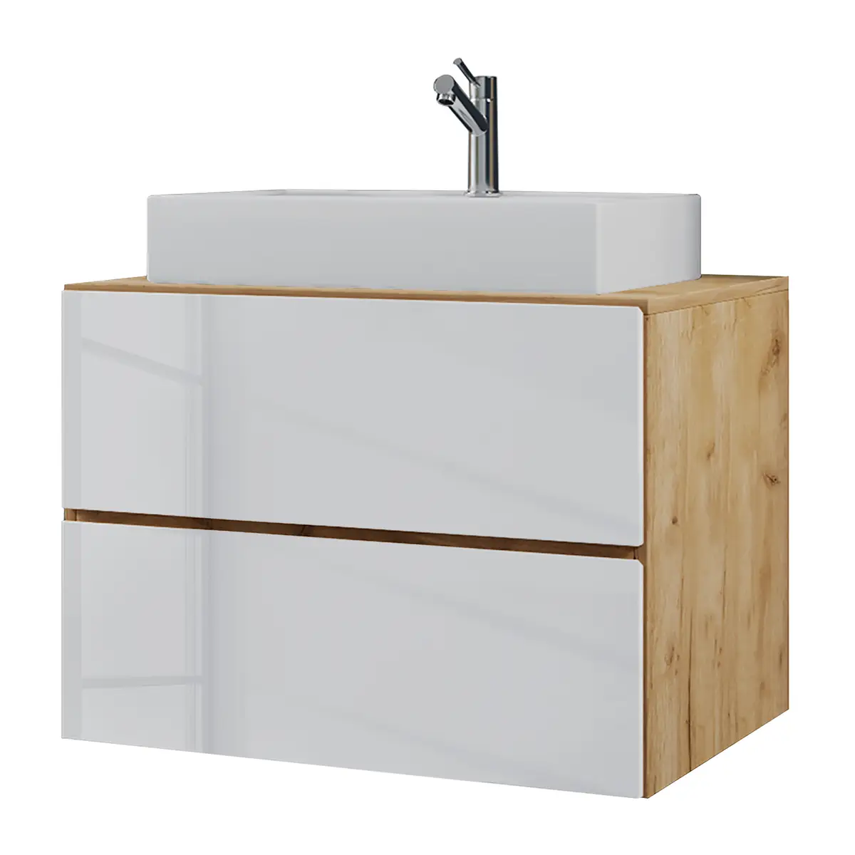 Waschtisch Lendas 81cm Beige/Weiß/Eiche Hell | Beige